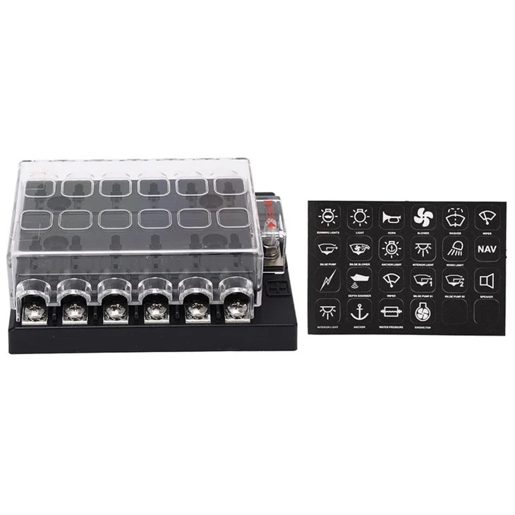 1 Input 10 Output 10 Way Standard Medium Universal Blade Fuse Block Board With Screw Terminal Sticker Labels For SUV Yachts