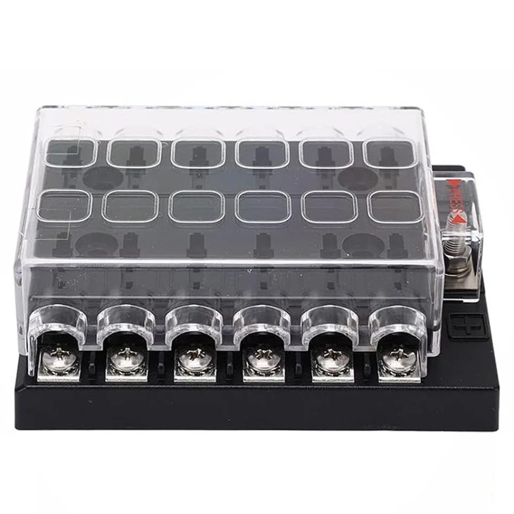 1 Input 10 Output 10 Way Standard Medium Universal Blade Fuse Block Board With Screw Terminal Sticker Labels For SUV Yachts