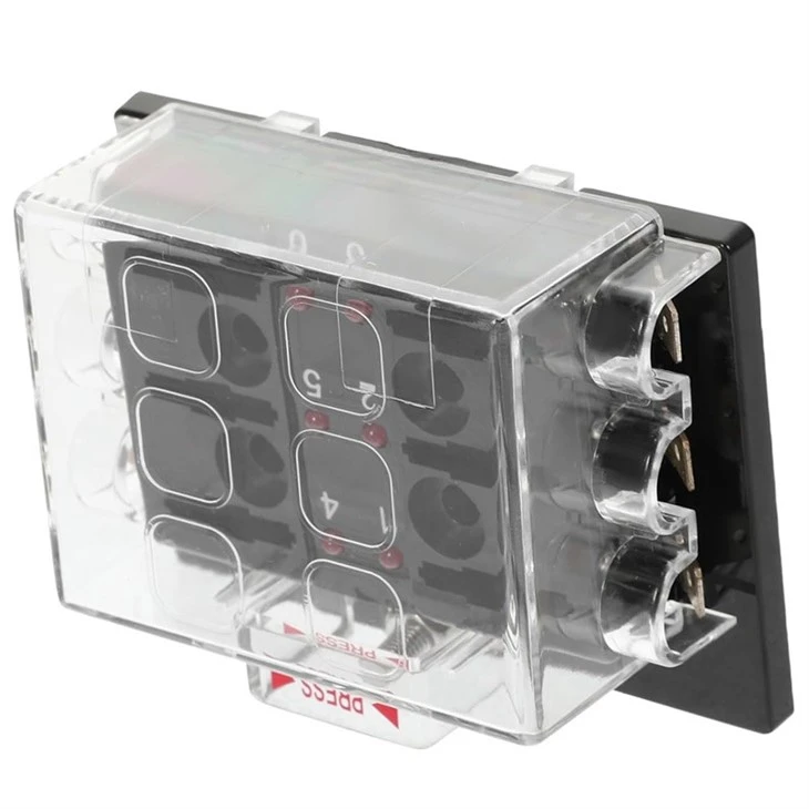 6 Way ATC ATO ATY Auto Blade Fuse Box Waterproof Block Panel Board 12V-36VDC With LED Light